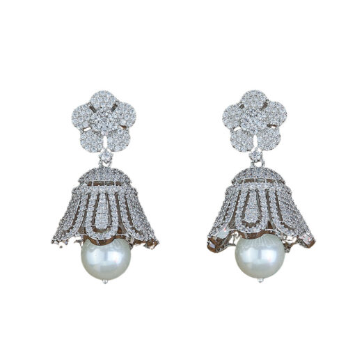 CZ  Earring With Pearl - Image 4