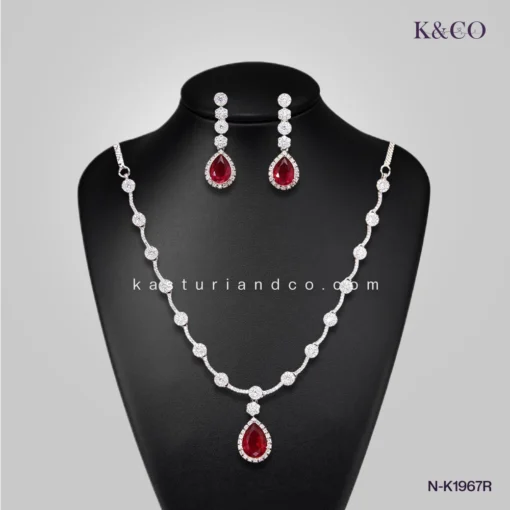 Kasturi - Ruby Teardrop Necklace Earrings set Melbourne Victoria