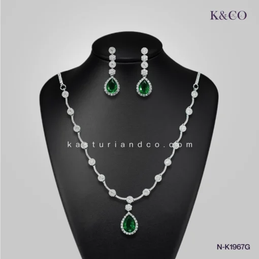 Ruby Teardrop Green Necklace Earrings set Melbourne Victoria