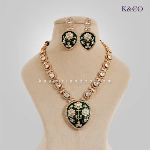 Zara Mossainite Necklace Set with meenakari