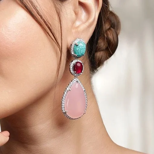 Buy Colourful Stone Drop Earrings