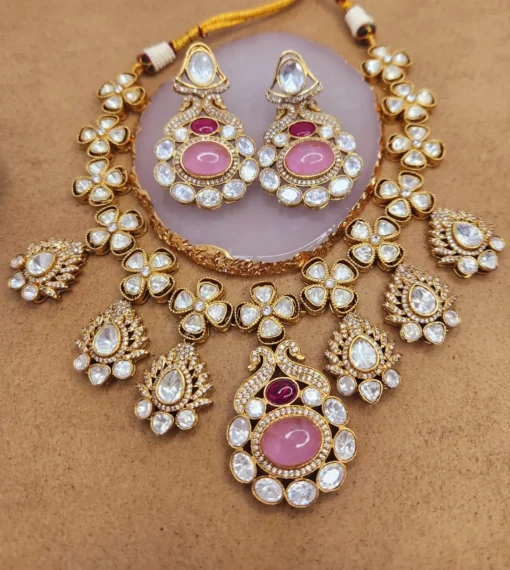 Sara Premium Polki Necklace Set - Image 5