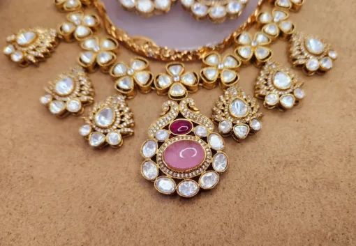 Sara Premium Polki Necklace Set - Image 2