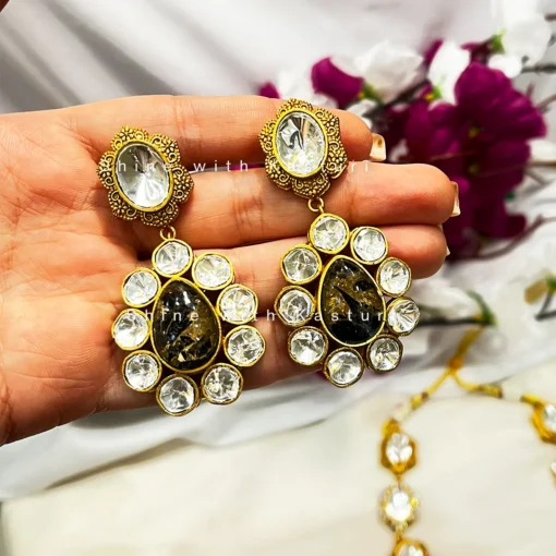 Pari Kundan Moissanite Necklace, Marble Stone - Image 7
