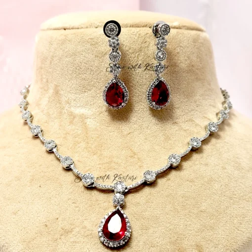 Teardrop American Diamond Necklace