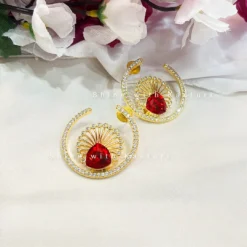Stylish Gold Red Earrings