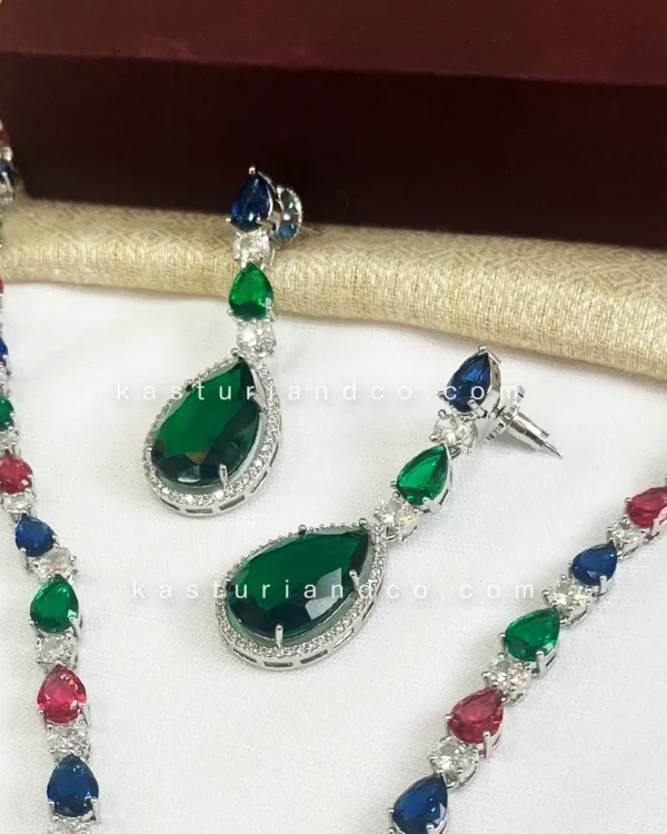Jenny Multicolour Stone Necklace, Silver plated - Image 3