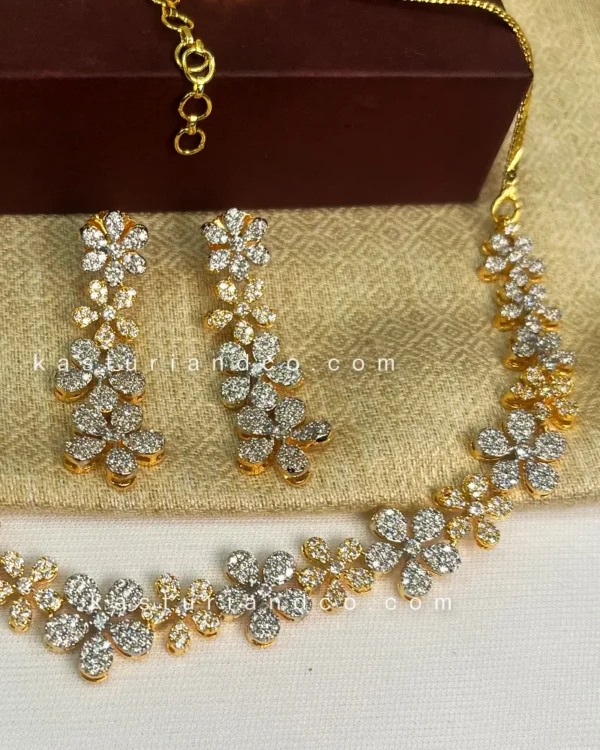 Pia CZ Diamond look alike Necklace, Silver & Gold - Image 2