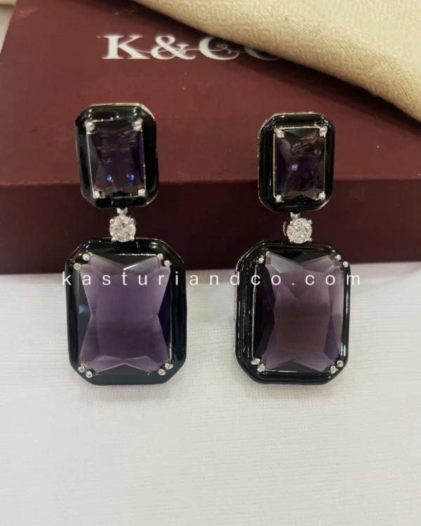 Julie Crystal Stone Statement Earrings, Red - Image 6