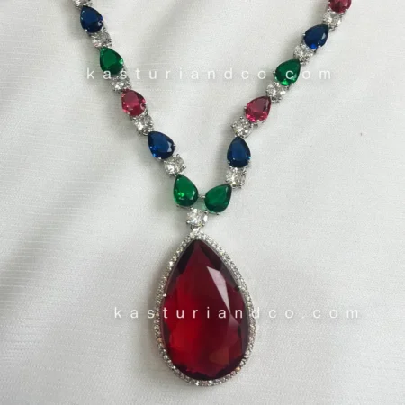 Jenny Multicolour Stone Necklace, Silver plated