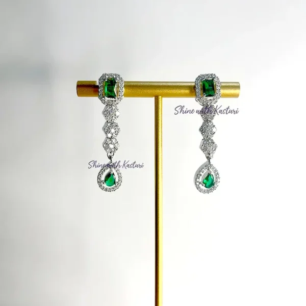 Lovisa Layered Necklace, CZ & Stones, Silver plated Green - Image 2