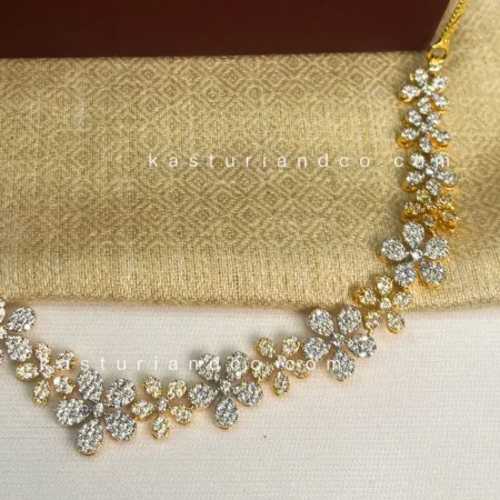 Pia CZ Diamond look alike Necklace, Silver & Gold