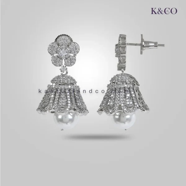 CZ  Earring With Pearl - Image 2