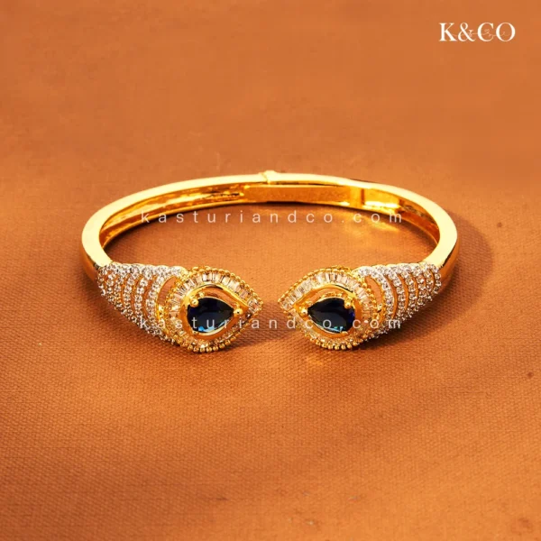 CZ Adjustable Kada, Dual Tone Blue - Image 2