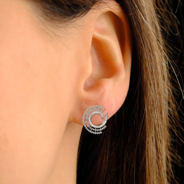 Chloe CZ C-Shape Earrings Gold - Image 5