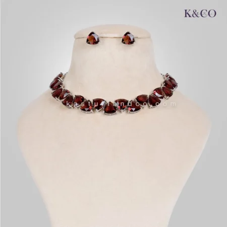 Crystal CZ Necklace, Maroon