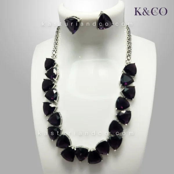 Crystal CZ Necklace, Purple - Image 4