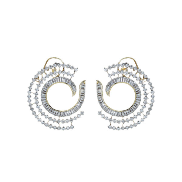 Chloe CZ C-Shape Earrings Gold - Image 3