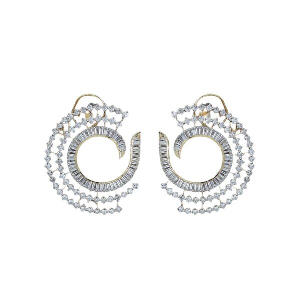 Chloe CZ C-Shape Earrings Silver - Image 3