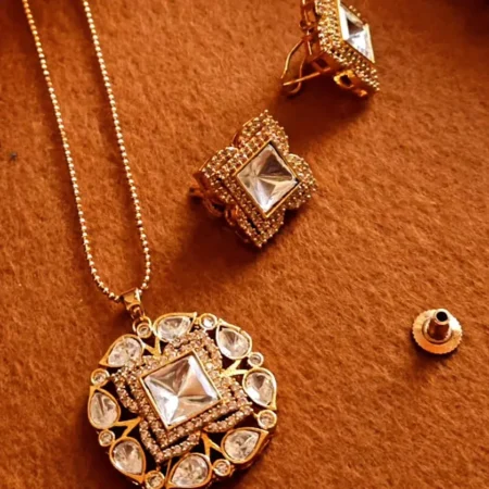 Polki Pendant, Antique Finish