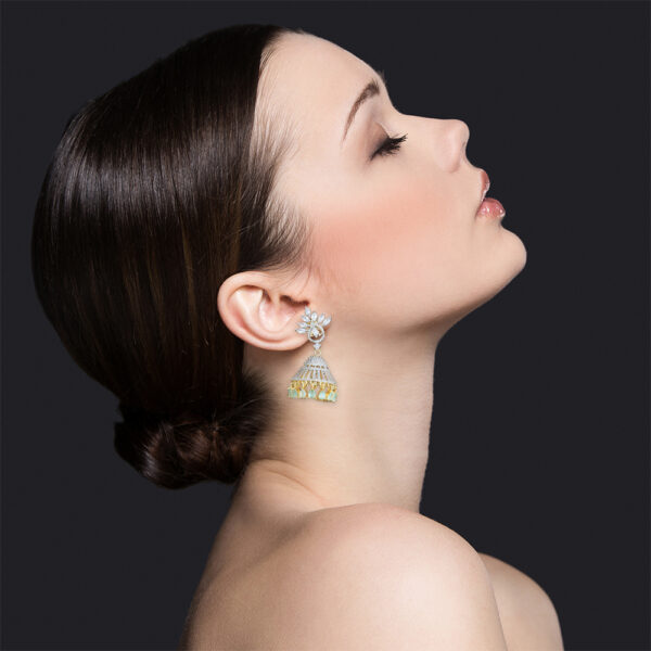 Classic CZ Jhumki Earrings - Image 2