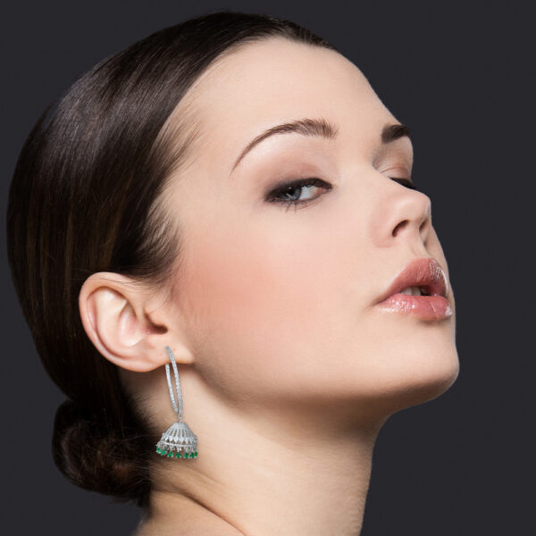 Beena Chaandbali Earrings with CZ & Stone - Image 2