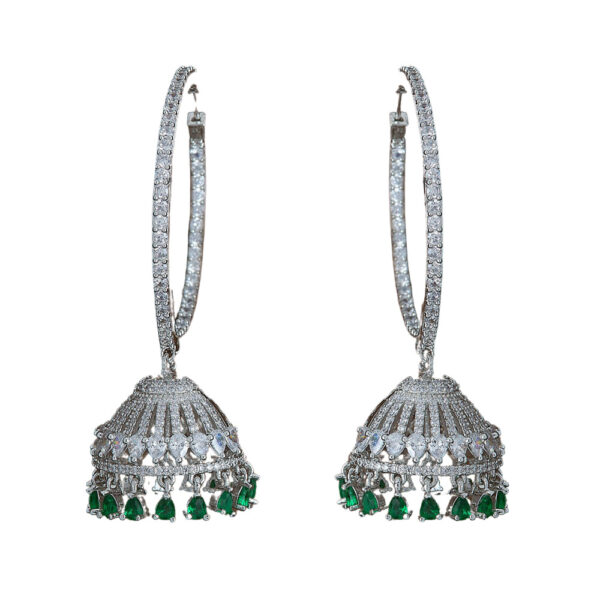 Beena Chaandbali Earrings with CZ & Stone - Image 4