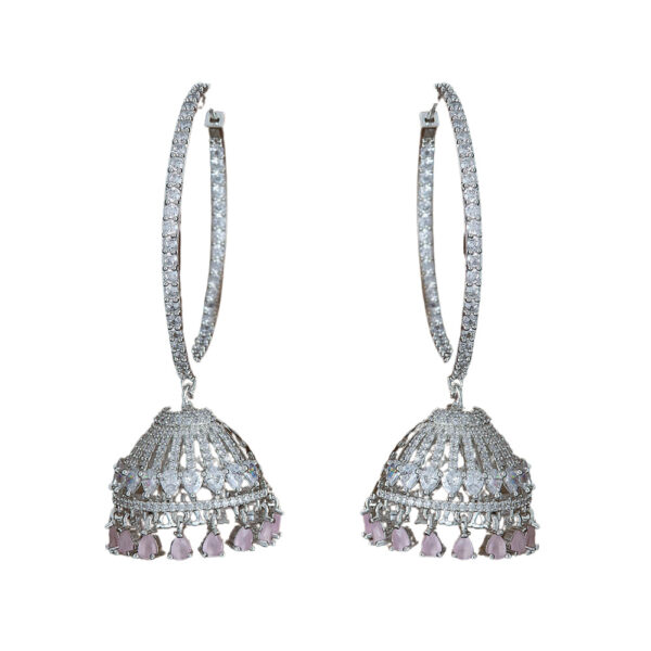 Beena Chaandbali earrings with stone - Image 2