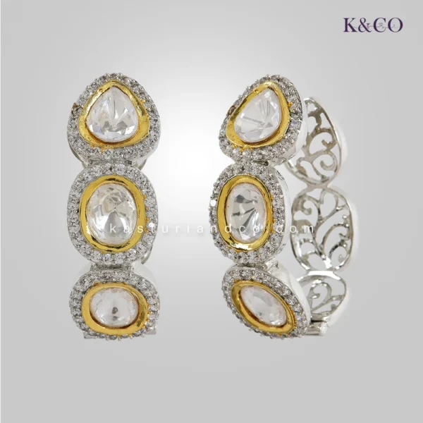 Jia Classic Polki CZ Earrings - Image 2