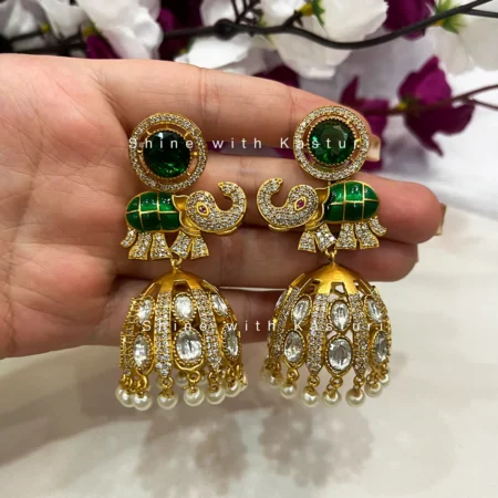Indian Long Jhumka Earrings, With elephant