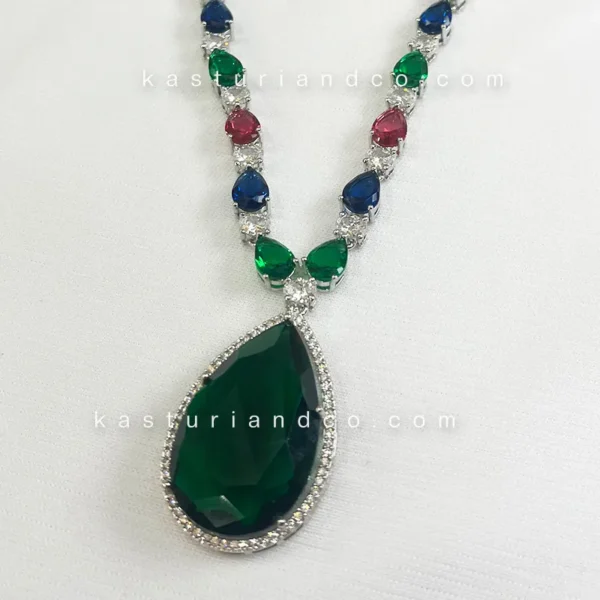 Jenny Multicolour Stone Necklace, Silver plated - Image 2