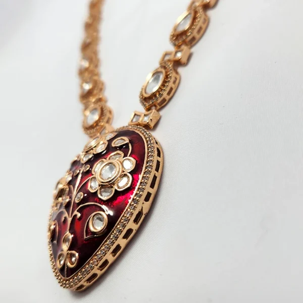 Polki Kundan Necklace Meenakari Pendant - Image 5