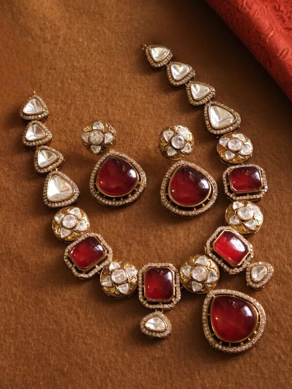 Premium Polki Necklace with Doublet - Image 2