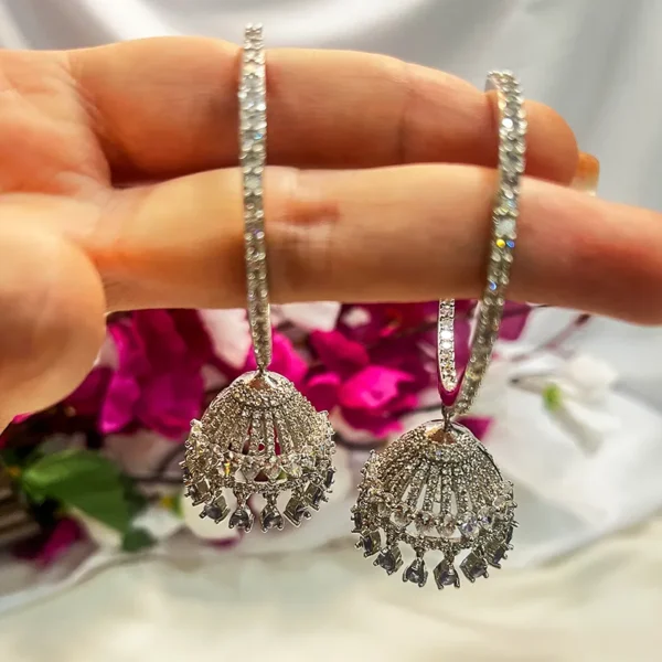 Beena Chaandbali Earrings with CZ & Stone - Image 3