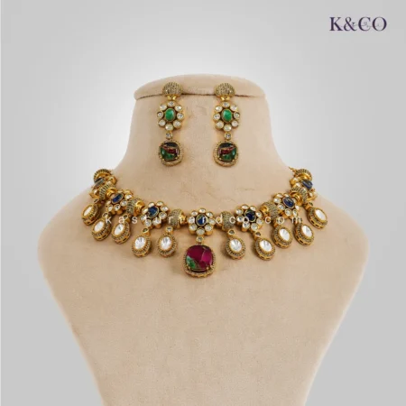 Sabyasachi Inspired Polki & Stone Necklace