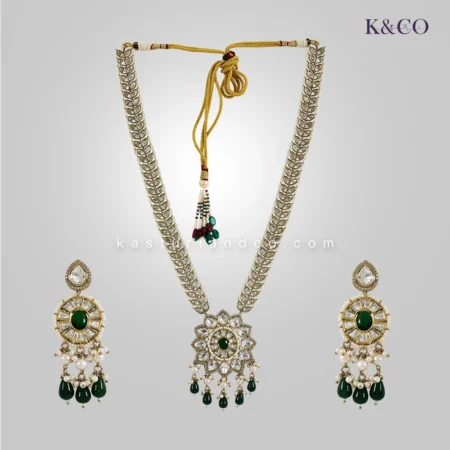 Royal long Polki Studded Necklace with stones