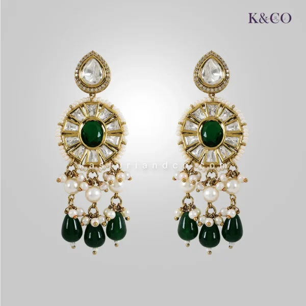 Royal long Polki Studded Necklace with stones - Image 4