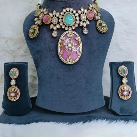 Sia Designer Choker, Pink
