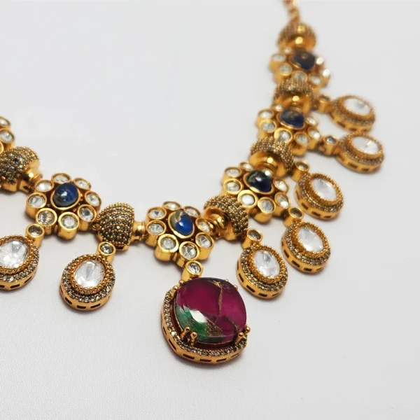 Sabyasachi Inspired Polki & Stone Necklace - Image 2