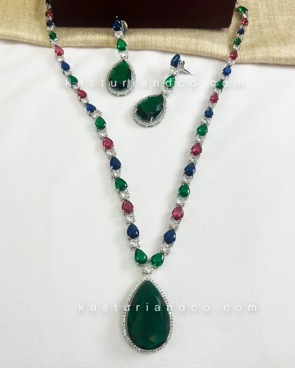 Jenny Multicolour Stone Necklace, Silver plated - Image 5