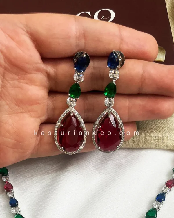 Jenny Multicolour Stone Necklace, Silver plated - Image 6