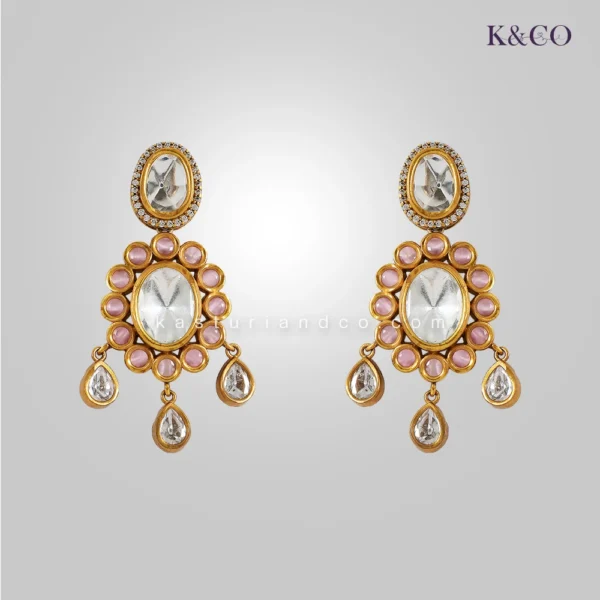 Siya Classic Polki Kundan Necklace, Pink - Image 2