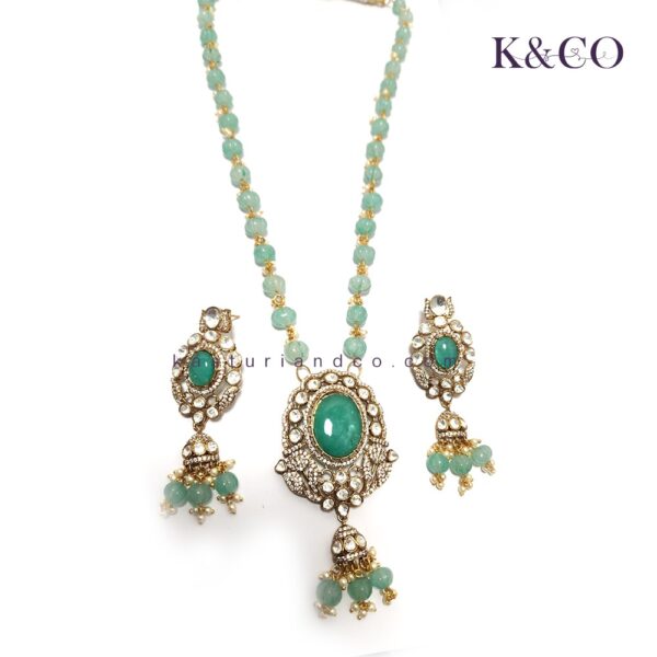 Mossainite Natural Stone Necklace Green - Image 3