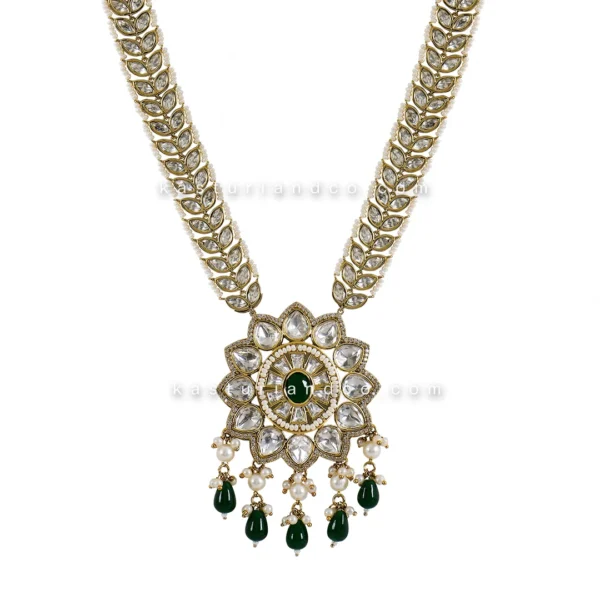 Royal long Polki Studded Necklace with stones - Image 2