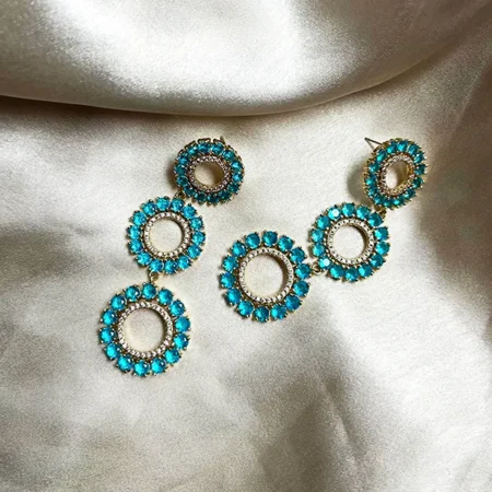 Triple Circle Crystal Earrings