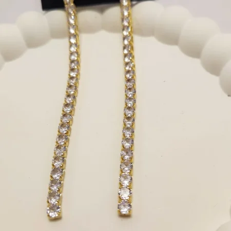 Long Tennis Earrings, Dual Tone