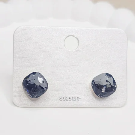Grey Crystal Square Stud Earrings