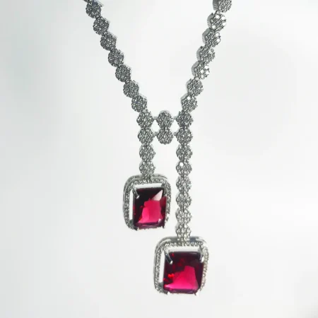 Cz Classic Y Necklace With Rhodium Plating
