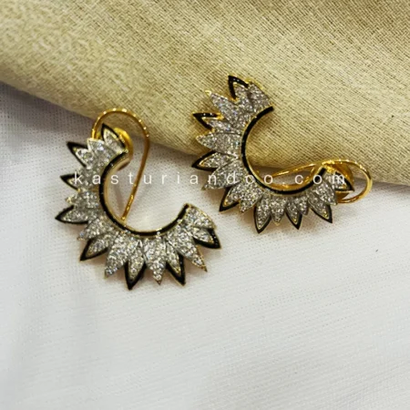 Half Moon Earrings, 2 Tone