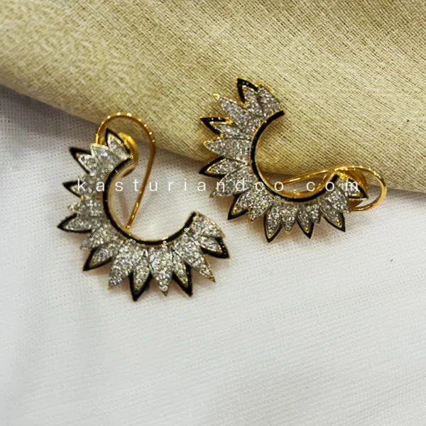 Half Moon Earrings, 2 Tone